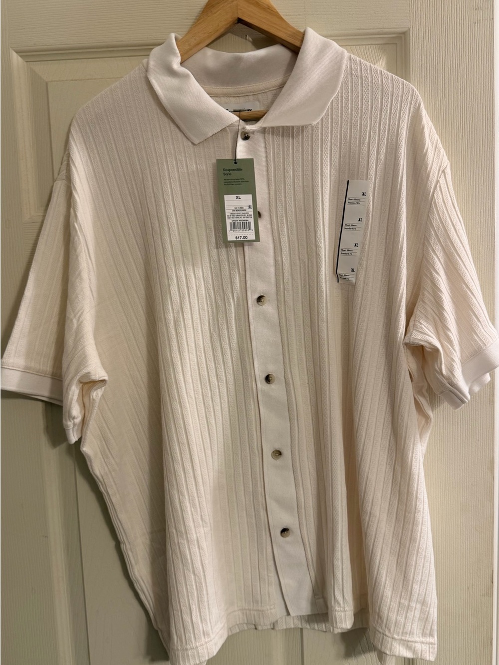 Goodfellow & Co Cream Short-Sleeve Button-Down Polo Shirt